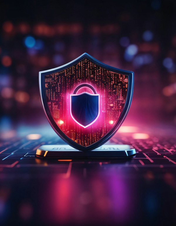 a shield with a digital lock on it